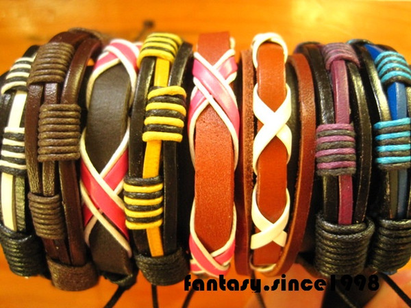 wholesale bulk lots 30pcs top mix styles plaited men's women's retro vintage leather cuff bracelets brand new