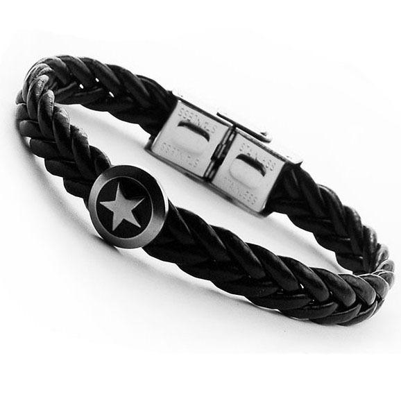 Fashion Men Pentagram Star Leather Bracelet Vintage Braided Multilayer Black Brown Wrap PU Leather Bracelet Jewelry 50pcs/lot