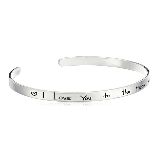 Cuff Bangle I Love You To The Moon And Back Alloy Bracelets Women Bangles Fahsion Jewelry