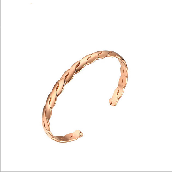 Women's Charming Wide Open Twisted Bracelets in Rose Gold Plated Highly polished Cuff Bangles Jewelry Pulseras B-104R