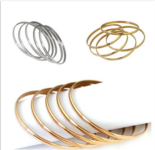 5pcs/lot Stainless Steel bangle bracelet 68mm hand Ring for fashion women/girls jewelry High Quality silver/Rose gold/18K gold