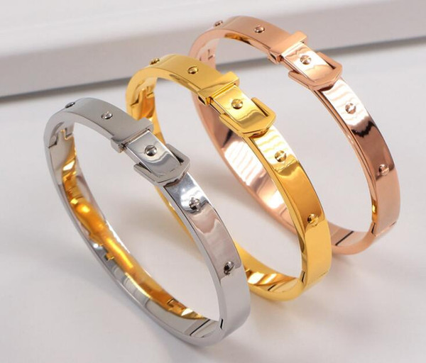 Classic European and American fashion mesh belt buckle titanium steel bracelet fashion wild tide women rivet bracelet