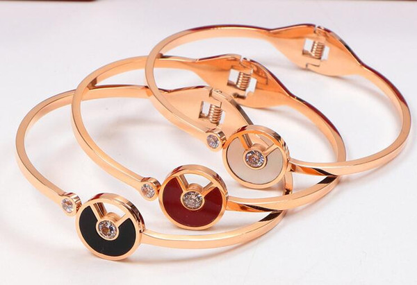 Europe and America lucky amulet 18K rose gold single diamond shell bracelet fashion wild ladies titanium steel bracelet