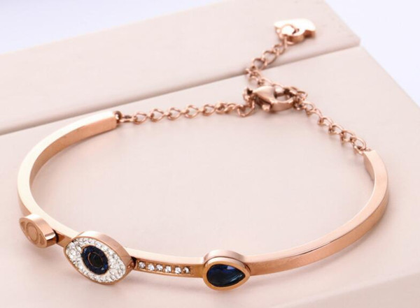 New color diamond eye rose gold bracelet fashion wild titanium steel tide female jewelry