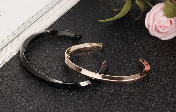 Titanium steel lovers bracelet simple atmospheric men and women bracelet twisted lines half open bracelet