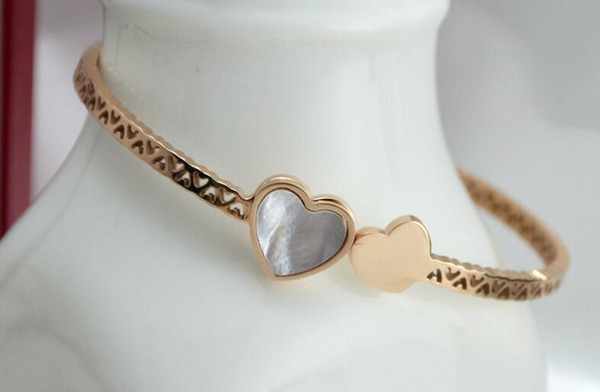 New size love shell titanium steel rose gold bracelet fashion wild hollow spring buckle ladies jewelry