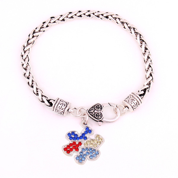 Jigsaw Puzzle Shape Depression Style Sparkling Colorful Crystal Wheat Chain Bracelet Diy Jewelry Making Three Length Dropshipping