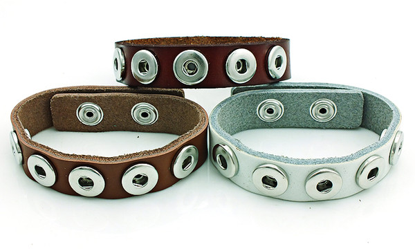 New Arrival Cuff Bracelets Fashion Interchange 12mm Snap Button Infinity 3 Color Leather Bracelets DIY Jewelry