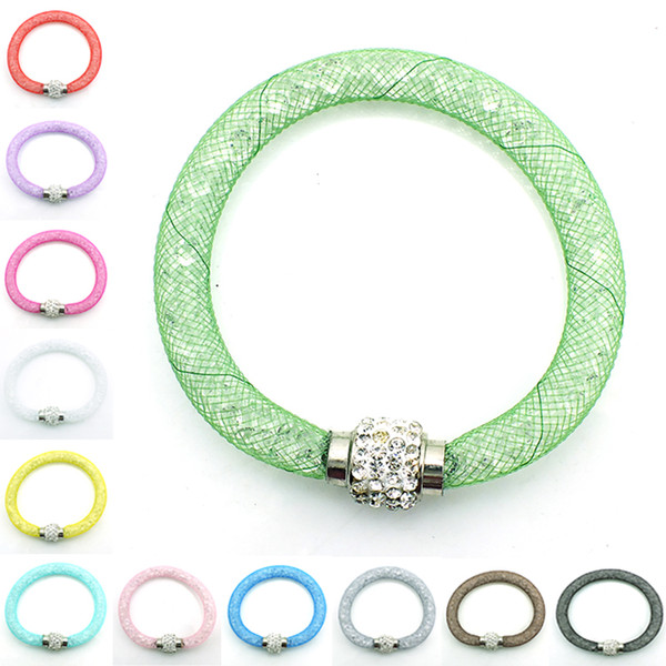 Mix Sales Spring Style Charm Bracelets Crystal Mesh For Women Magnetic Clasp Infinity Bracelets Bangles Jewelry