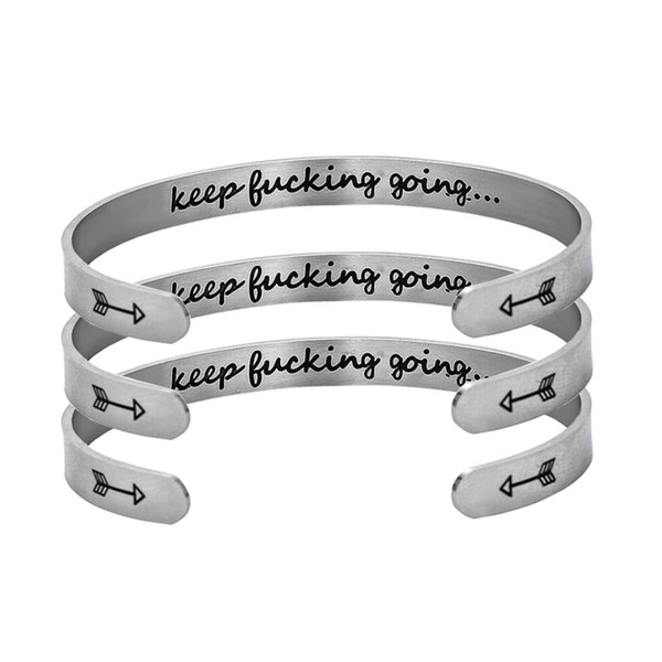 2019 Popular Inspirational Keep Going Cuff Bracelets Bangles Motivational Friend Encouragement Jewelry For Men Women Gift Avenge