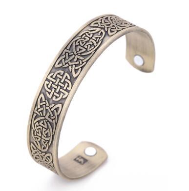 Dropshipping Antique Silver Norse Viking Irish Quaternary Lucky Knot Healthcare Magnetic Cuff Bracelet for Men and Women