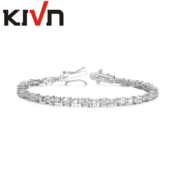 KIVN Fashion Jewelry Flower CZ Cubic Zirconia Women Girls Wedding Bridal Bracelets Christmas Mothers Promotion Birthday Christmas Gifts