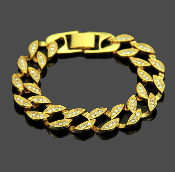 New European and American fashion trend personality hip-hop accessories rap full drill bracelet fashion personality hip-hop men's Bracelet