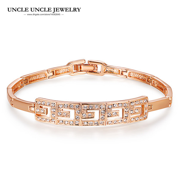 Rose Gold Color Brand Design Rome G Style Hollow out Austrian Crystal Lady Bracelet Wholesale Gifts