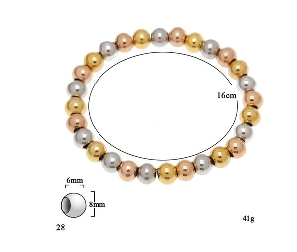 European and American fashion trend beads accessories men and women hip-hop jewelry stainless steel color-preserving rose-gold mixed Bead Br