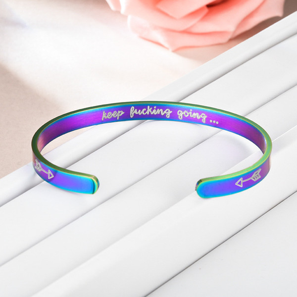 Stainless Steel Open Bracelet Letter Keep Fucking Going Bracelet BEST BITCHES Bangle Cuff luxury designer jewelry women bracelets