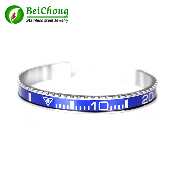 BC Titanium Steel Brazaletes Pulseras Vintage Plated Bangle Bracelet for Men Stainless Steel Cuff Speedometer Bracelet