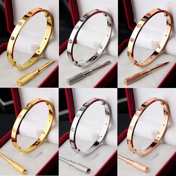 Hot sel Titanium Steel Love Bracelet silver rose gold bracelet Bangles Women Men Screw Screwdriver Bracelet Couple Jewelry with original bag