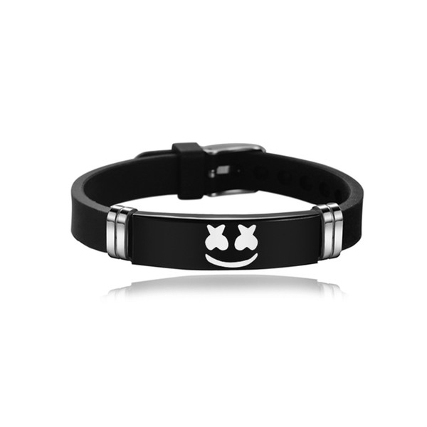 Marshmello DJ Bracelet Black Stainless Steel Engrave Bracelets Marshmello Music Fans Souvenir Silicone Bracelets Jewelry Wholesale