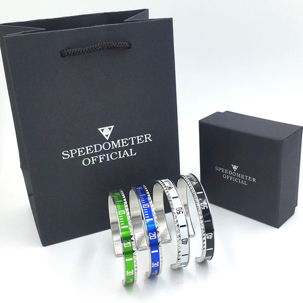 Women Mens Luxury famous brand Watches Style Speedometer Official Cuff Bracelet Stainless steel Bracelets with Retail box