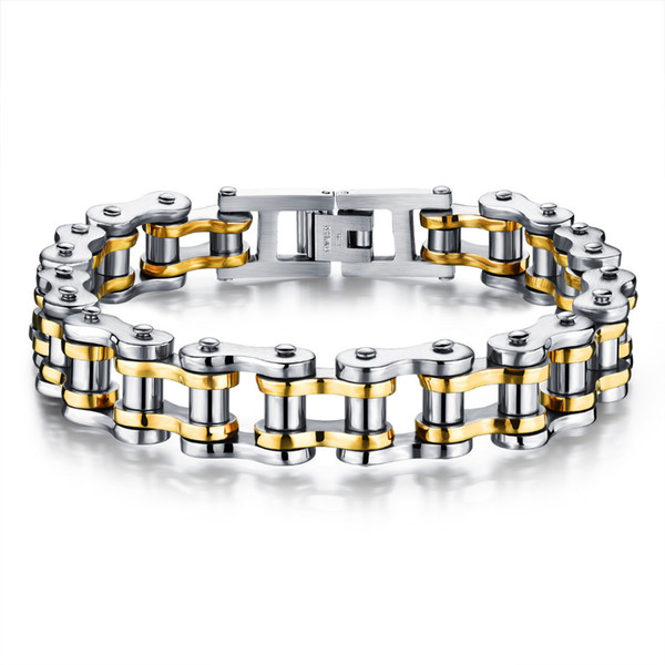 Biker 316L Stainless Steel Mens Bracelet Fashion Sports Jewelry Bike Bicycle Chain Link Bracelet Casual Jewellery 3 Color