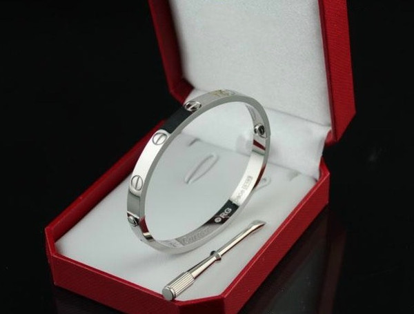 316L Stainless Steel Style Silver Rose 18k Gold Screw Bangle Cuff Bracelet With Screwdriver And Original Box Never Lose