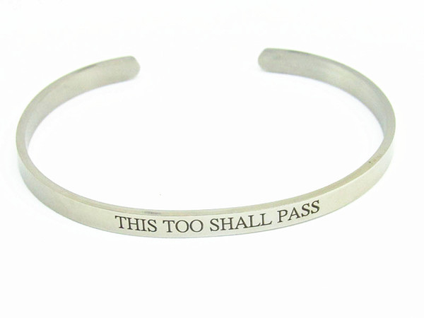 THIS TOO SHALL PASS Mantra Bracelets 316L Stainless Steel Open Cuff Bangle Fashion Women Female Inspirational Jewelry Bracelet