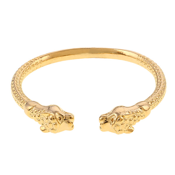 Gold Color Leopard Head Men Bracelet Open Embossing Gold Bracelets Bangles Fashion Men Gift