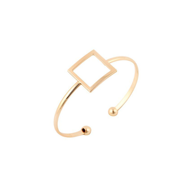 Newest Women Fashion Minimalist Opening Copper cuff friendship bracelet hollow square Bangles best gift for girlfriend jl-397