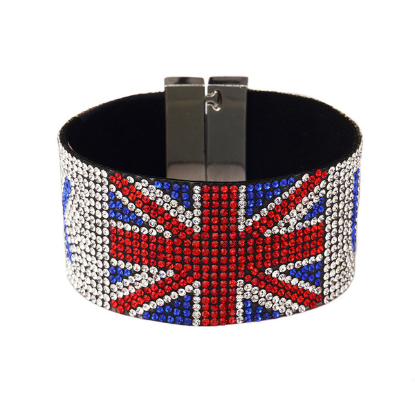 Fashion Men Cuff Bracelets Cloth Chains Studded Rhinestone Club UK Hip Hop Jewelry Design Punk Rock Micro Bangles For Sale