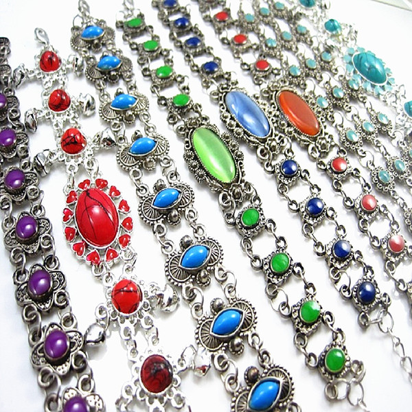 Wholesale Bulk Lots 24 Pieces Mixed Styles Women's Alloy Retro Jewelry Cuff Bracelets