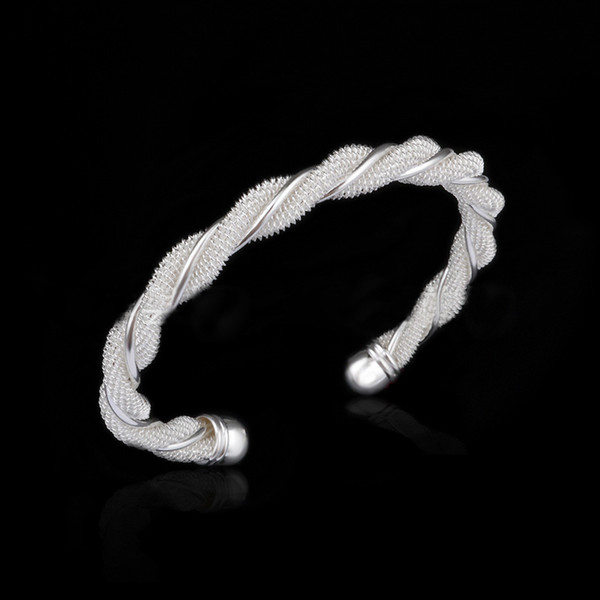 Twisted Wire Mesh Bracelet Open Bangle Cuff Silver Fashion Designer Bracelet Jewelry Women Fashion Gift 160141