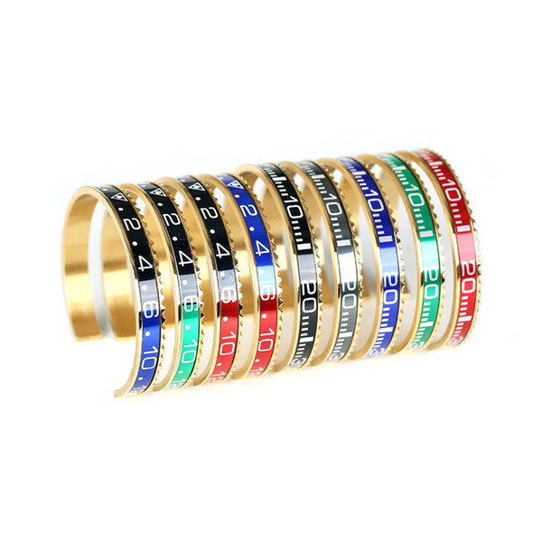 Beichong Custom Color Newest Fashion Gold 316l Stainless Steel Speedometer Charm Cuff Bangle Bracelet Wholesale Jewelry Free Shipping