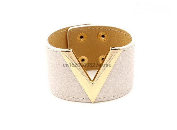 200PCS Europe And The Big Leather Bracelet Simple All-Match MS V Word Wide Leather Bracelet