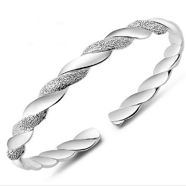 Top Grade Silver Bangle Bracelet Hot Sale Fashion Cuff Bracelets Bangles for Women Girl Wedding Party Wholesale Free ship 0065WH