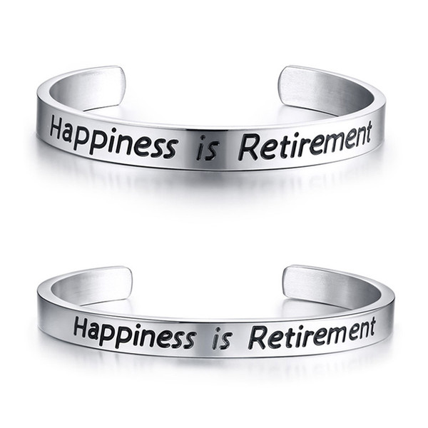 Fashion Couple Cuff Bracelet Bangle for Women Man Silver Color Stainless Steel Couple Retirement Bracelets Jewelry Gifts