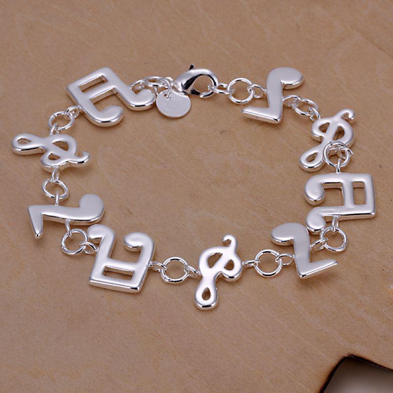 Free shipping 925 sterling silver jewelry bracelet fine fashion music Bracelet top quality wholesale and retail 20pcs/Lot