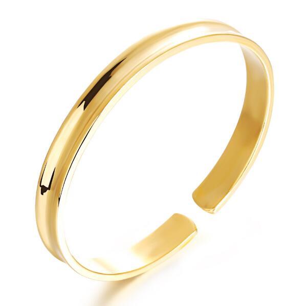 Womans Cuff Bangles Luxury 18K Gold Plated Smooth Surface Vintage Women Jewelry Allergy Free KH450