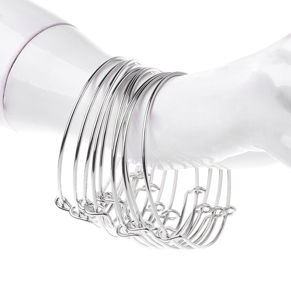 10 Pcs Women's Silvery Adjustable Expandable Bangle Wire Wrapped Wrist Bracelet