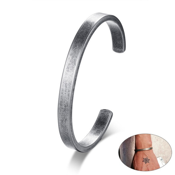 Men's Vintage Cuff Bracelet Bangle for Women Original Railroad Antique Silver Color Solid Stainless Steel Braslet Jewelry