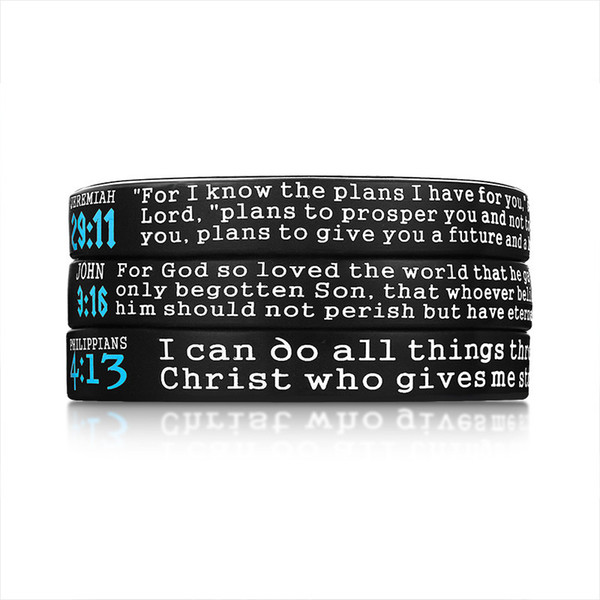 Philippians 4:13 Silicone Bracelets Religious Assorted Popular Scripture Bible Verse racelet Christian Wristband