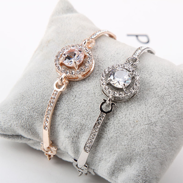 Korean version of the new boutique 3A zircon full diamond plated gold cuff bracelets ladies fashion snap jewelry gifts