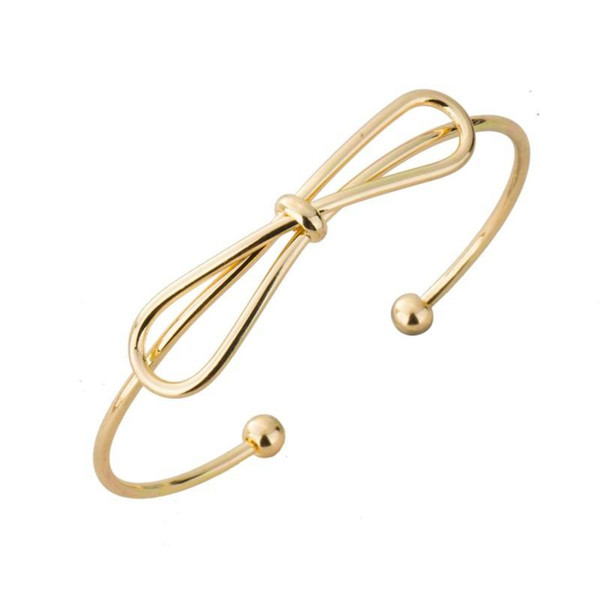 Fashion Gold and Silver Adjustable Simple Handmade Bow knot cuff bangles for Women jl-174