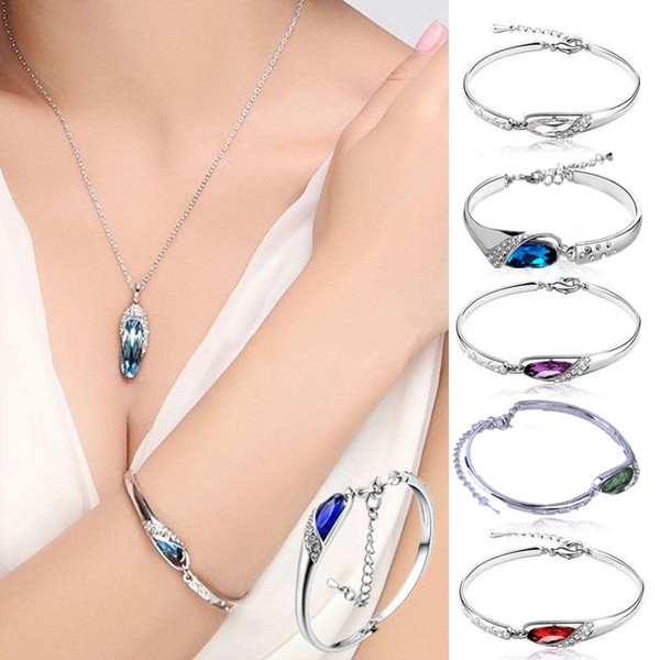 New Fashion Women Crystal Plated Rhinestone Filled Jewelry Stretch Bangle Cuff Bracelet Bead Wristband Gift Free Shipping