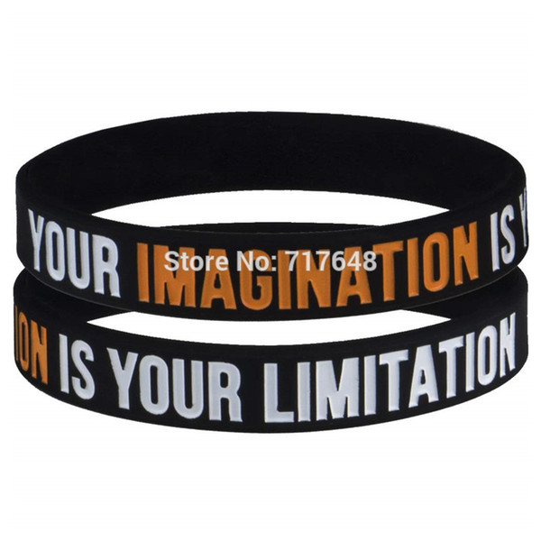 100pcs Daily Discipline Motivating Your Imagination Is Your Limitation wristband silicone bracelets free shipping by epacket A