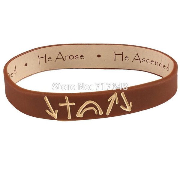 Wholesale- 300pcs Debossed Jesus Christ He Came He Died He Arose Witness Reversible wristband silicone bracelets free shipping by FEDEX