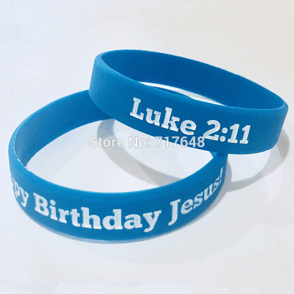 100pcs Happy Birthday Jesus Luke 2:11 wristband silicone bracelets free shipping by epacket A