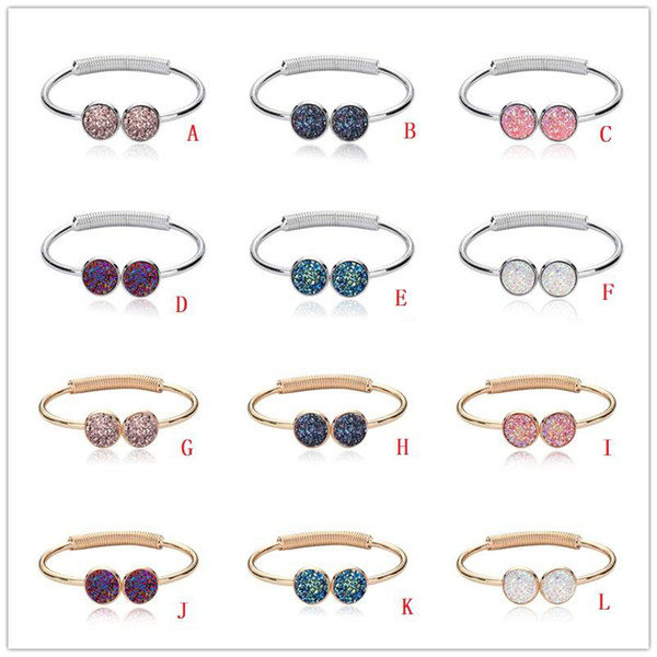 New Druzy Drusy Bracelet Cuff Silver/Gold Alloy 6 colors Imitation Lava Stone Bracelet Handmade Fashion Jewelry for women