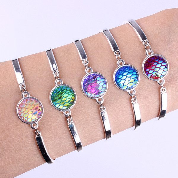 10pcs/lotMermaid Pattern Wide Love Halloween Gifts Bracelets Bangles For Women News Trendy Party Jewelry Accessories Fashion jewelry