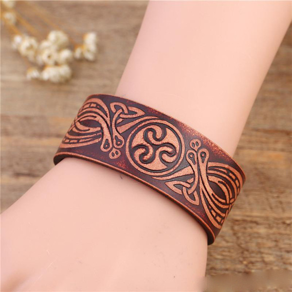 Vintage Style Knot Fashion Leather Cuff Bracelets Alloy Buckle Wicca Men's Jewelry Accessories